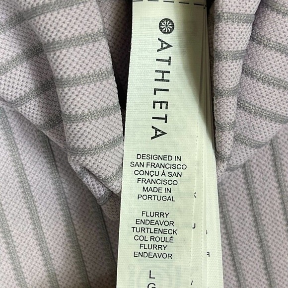 Athleta Long Sleeve Athletic Shirt Womens L Purple Striped Mock Neck Stretch - Picture 7 of 10